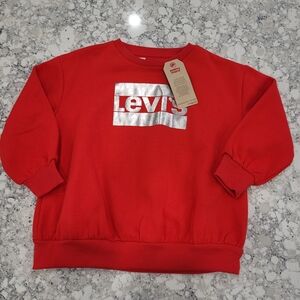 NWT Levi's Kid's Sweatshirt, Red With Shiny Logo Size 4